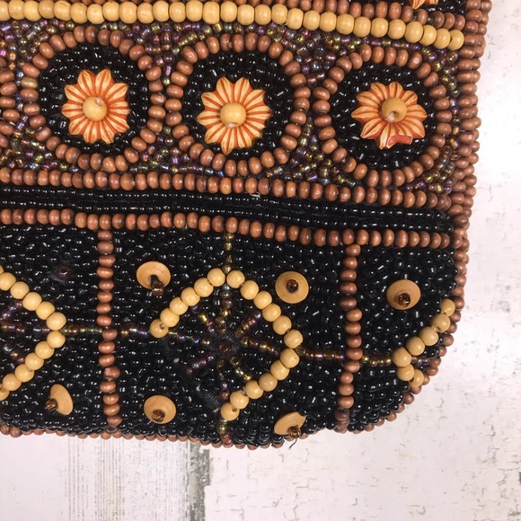 beaded double leather handle shoulder bag - Picture 5 of 7